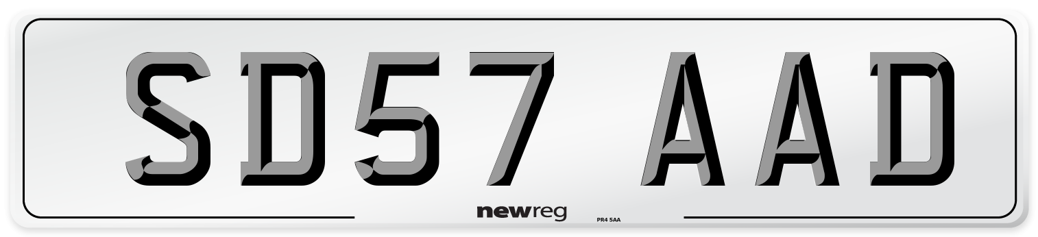 SD57 AAD Number Plate from New Reg